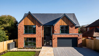 Modern Brick House Design with Dark Accents and Landscaped Yard a Stylish Contemporary Home Exterior