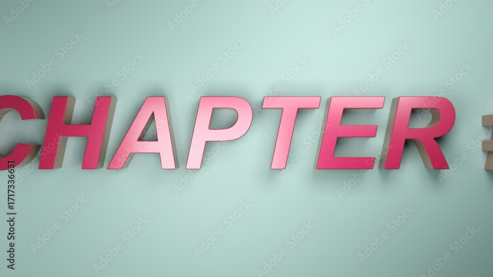 Poster chapter #7 in red letters passing from right to left on a blue surface
