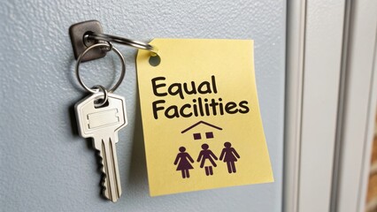 Key with Tag Signifying Equal Facilities for All Genders and Inclusivity in Shared Environments or Community Spaces