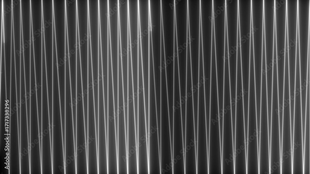 Poster abstract vertical white neon lines forming a zigzag pattern on a dark background light