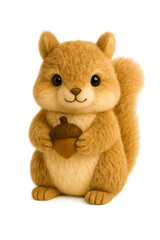 Adorable Plush Squirrel with Acorn (可愛いドングリを抱えたリスのぬいぐるみ)