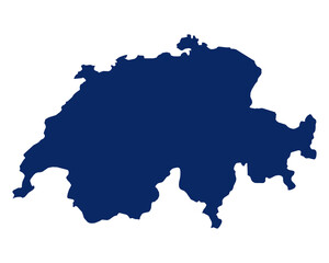 Karte der Schweiz in blauer Farbe