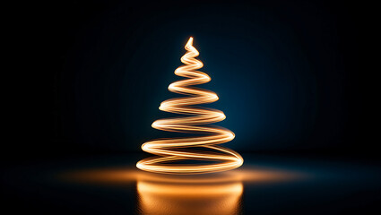 Fototapeta premium Abstract Christmas Tree Light Painting on Dark Background Festive Holiday Season Concept