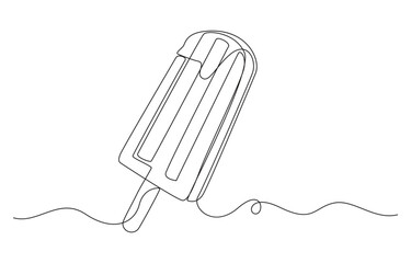 Ice Cream Popsicle Line Art, Single Line Art Ice Cream Popsicle on Stick, Ice Cream Bar, One Line Art, Minimalist Dessert, Continuous Stroke, Soft Serve Ice Cream Cone Continuous Line Art