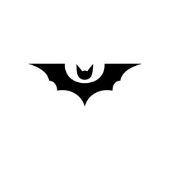 Eerie Bat Silhouette in Minimalist Vector Style