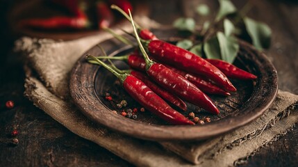 A plate of red peppers sits on a table