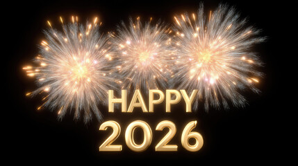 Fireworks illuminate night sky, celebrating arrival of new year with vibrant bursts of color and light, creating joyful atmosphere for 2026