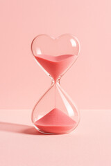  Minimalist Heart-Shaped Hourglass with Pink Sand on Soft Background