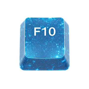 Glowing Blue F10 Keyboard Key on Blue Background Computer Input Device for Software and Application Accessibility 3D Render with Transparent
