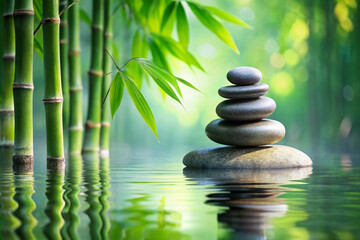Fototapeta premium zen stones and bamboo
