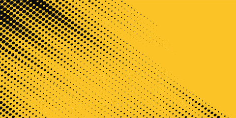Yellow and black backdrop with dot halftone pattern element. Abstract brush grunge background. retro comic concept for your graphic design