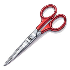 A pair of metal and plastic scissors isolated on a white background, commonly used for cutting paper,
