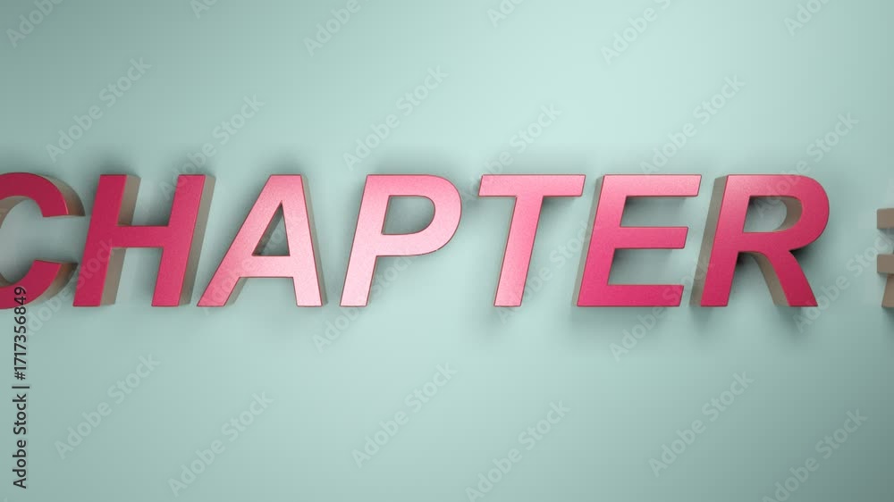 Poster chapter #8 in red letters passing from right to left on a blue surface