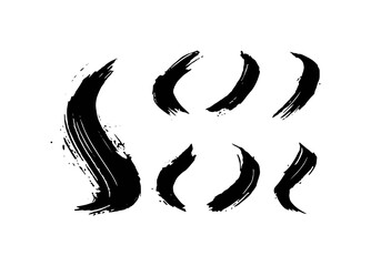 Black Brush Strokes on White Background: Abstract Art and Design Elements