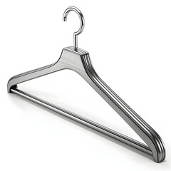 A metal coat hanger isolated on white background, designed for hanging clothes efficiently in closets, maintaining