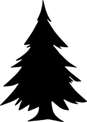 White and black shiluete christmas tree 