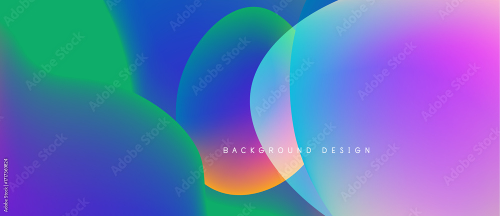 Poster abstract fluid shapes blend vibrant colors. gradient transitions create modern background design, sm