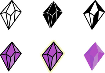 Crystal Icons Set Monochrome and Colorful Variations