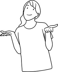 illustration of woman gesturing why outline