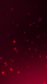 Loop particles abstract red background, vertical bokeh light