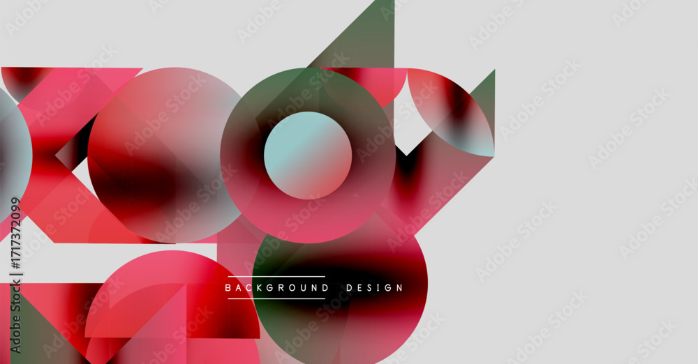 Poster abstract geometric shapes, red hues dominate. modern design elements create dynamic composition. min