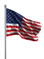 Fototapeta premium A Vibrant Flag Billowing Gracefully in the Wind Against a Clear Blue Sky Symbolizing Freedom and National Pride in a Bright and Sunny Atmosphere