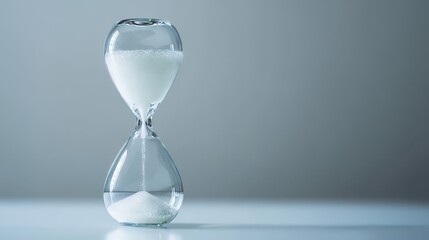 A Conceptual Hourglass with White Sand Flowing, Perfect for Corporate Videos About Time Management, Deadlines, and a New Year's Countdown