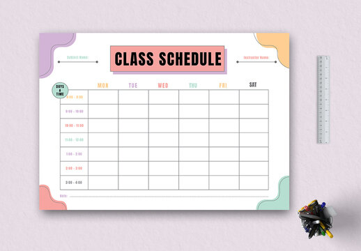 Class Schedule Template Layout