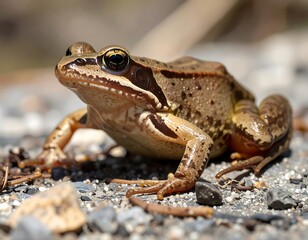 Obraz premium Close-up of a frog on gravel