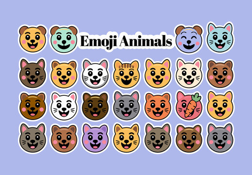 Cute Kids Animal Mascots Flat Vector Cartoon Characters for Brands