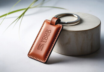 Elegant Leather Keychain Mockup