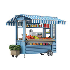 3d illustration kiosk stand booth market cart png