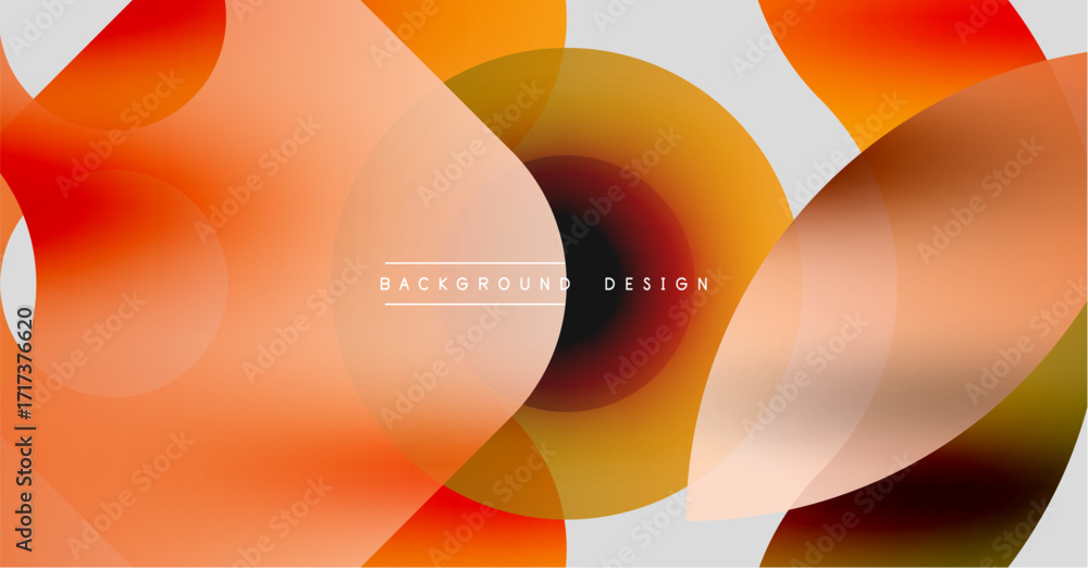 Poster abstract fluid shapes, warm colors dominate. gradient circles overlap creating dynamic visual effect