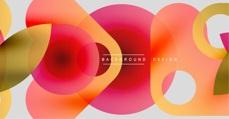 Fototapeta premium Abstract colorful circles overlap creating vibrant modern design. Gradient shades blend smoothly, offering dynamic visual experience.