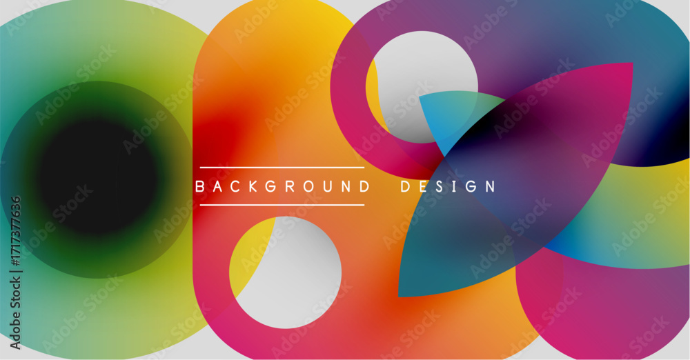 Aufkleber abstract colorful circles overlap creating vibrant modern background design. smooth gradients blend 