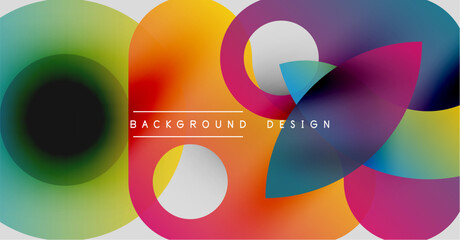 Obraz premium Abstract colorful circles overlap creating vibrant modern background design. Smooth gradients blend hues beautifully.