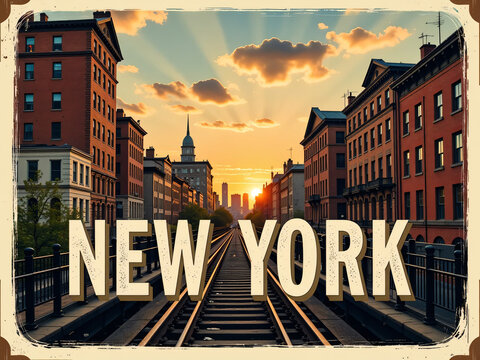 postcard design new york city illustration