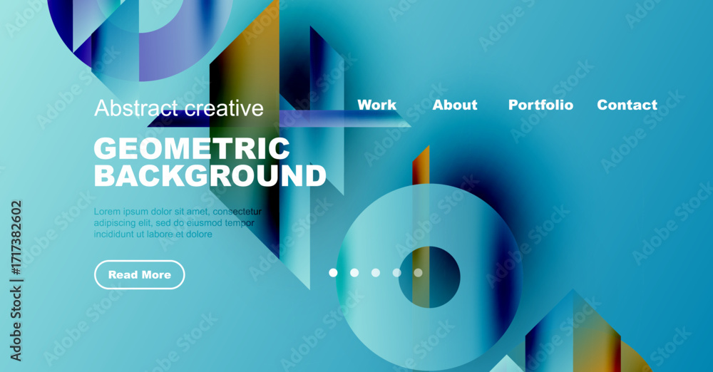 Canvas Prints abstract website header design. vibrant blue gradients, geometric shapes, text elements present. cle