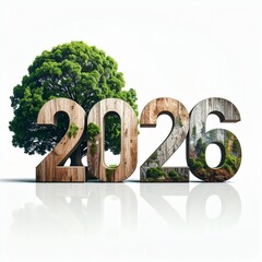お洒落なアクセントを加えた2026の文字、シンプルな背景画像 Generated by AI	
