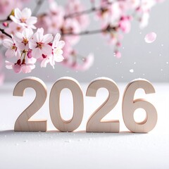 お洒落なアクセントを加えた2026の文字、シンプルな背景画像 Generated by AI	
