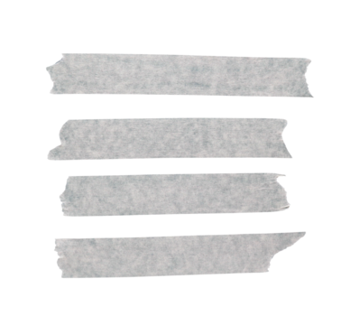 White paper masking tape torn on transparent background png