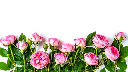 Elegant Pink Roses Arrangement on White Background Perfect for Celebrations and Floral Designs a Beautiful Bouquet