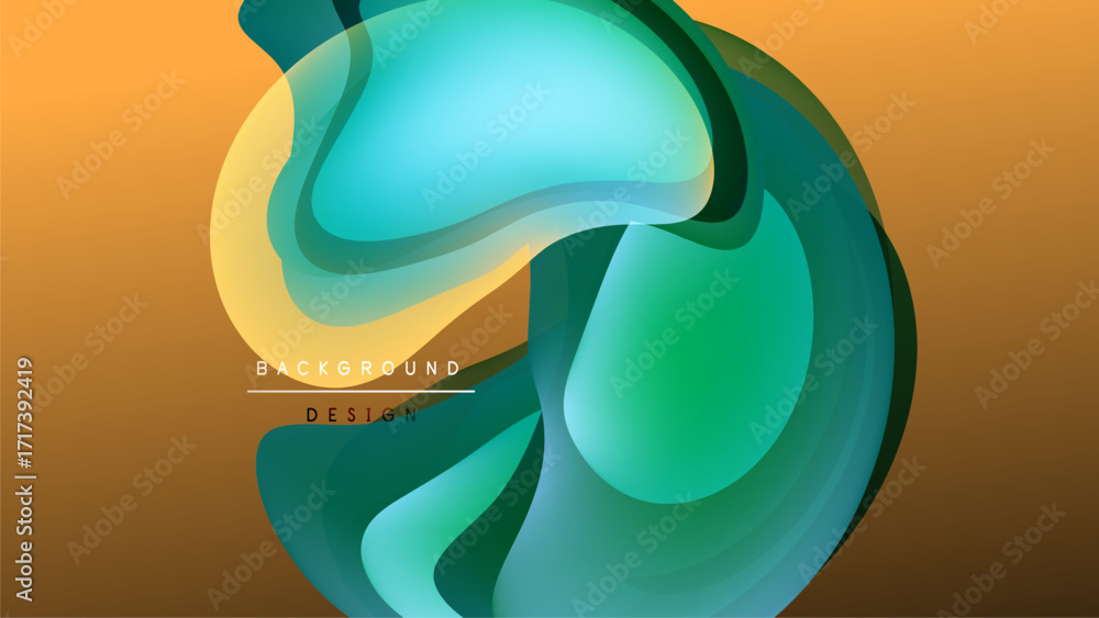 Aufkleber abstract fluid shapes blend, creating dynamic visual effect. colors transition from yellow to green,