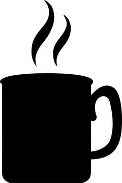 Steaming Mug Silhouette Vector | Hot Drink Cup Outline, Coffee Tea Icon, Warm Beverage Clipart