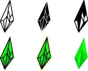 Crystal Icons Set Monochrome and Colorful Variations