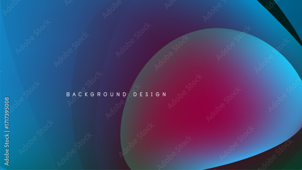 Poster abstract gradients blend, creating dynamic visual flow. colors shift from blue to purple, then red. 