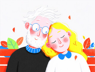 Elderly couple in the park, love and family concept, Valentine's Day