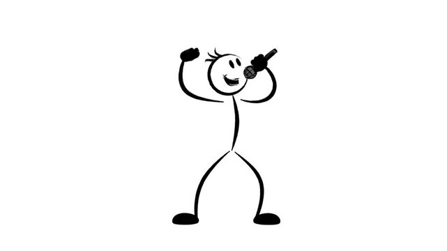 Stick Figure Celebrating Success with Raised Hands