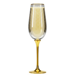Elegant Champagne Flute with Golden Stem on Gradient Gold Background for Celebration and Luxury Festive Drink Toast Party New Year Eve Anniversary