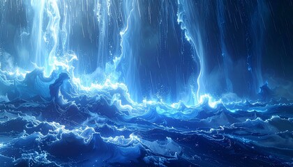 プラズマと雨、薄暗い光、スタイリッシュな背景画像　Generated by AI